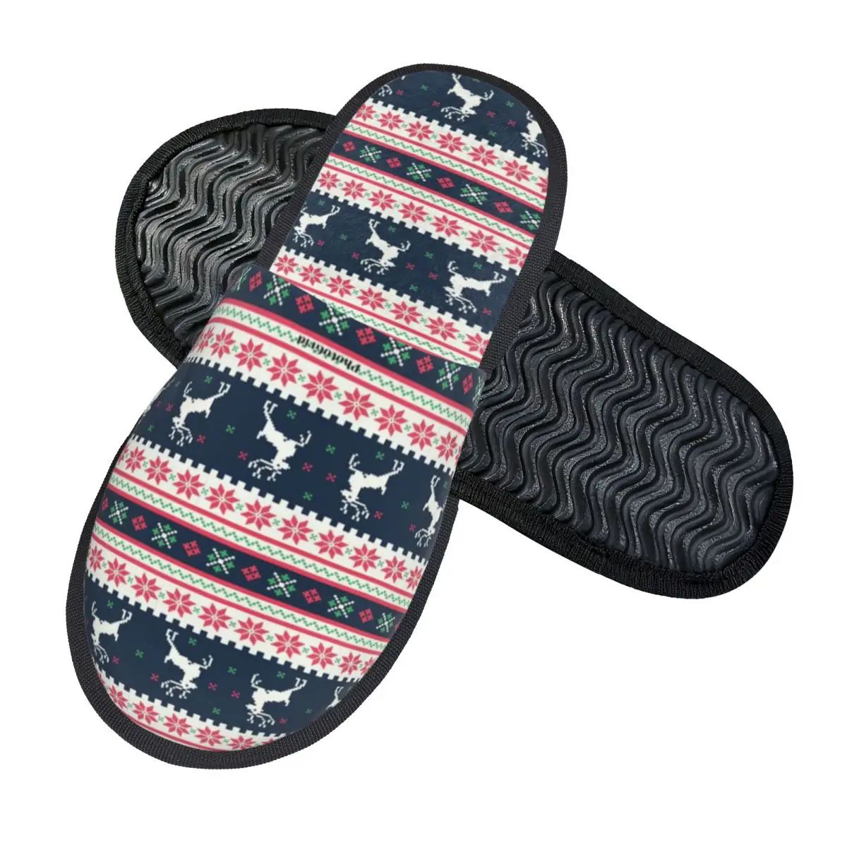 Christmas Santa Claus Xmas Slippers Non Slip Cozy Household Fur Slides Slippers Living Room
