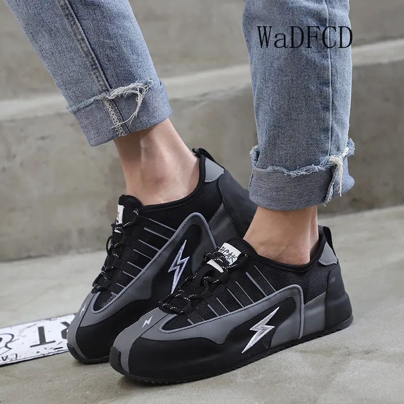 Chunky Sneakers Men Cover Bottom Board Shoes Fashion Casual Leather Mesh Breathable Increased Internal Platform Running Shoes