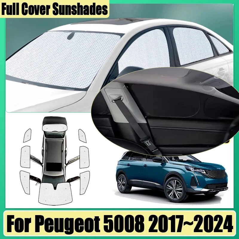 Surround Visor For Peugeot 5008 Accessories 2017~2024 P87 Cars Full Coverage Sunshades Auto Anti-UV Privacy Blocks Car Covers