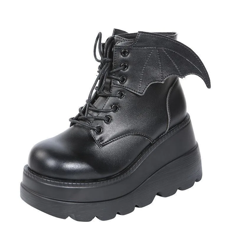 Brand Punk Women Boots Ladies Cosplay High Boots Comfort Long Tube Leather Boots Platform Wedges Women Shoes Gothic Style