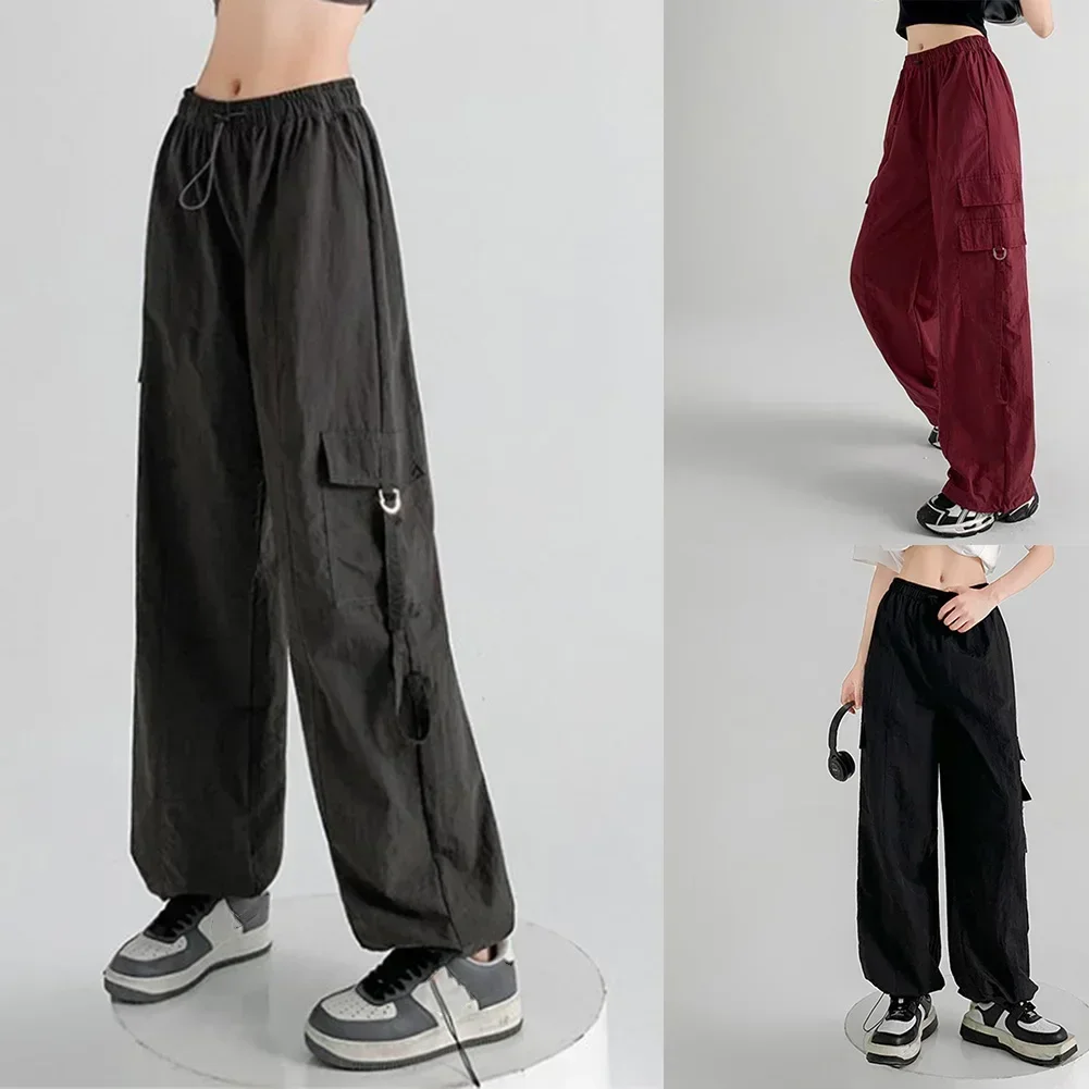 Pantaloni da donna glamour neri Pantaloni casual streetwear a gamba larga Pantaloni Nuovo di zecca Design alla moda Microelasticità