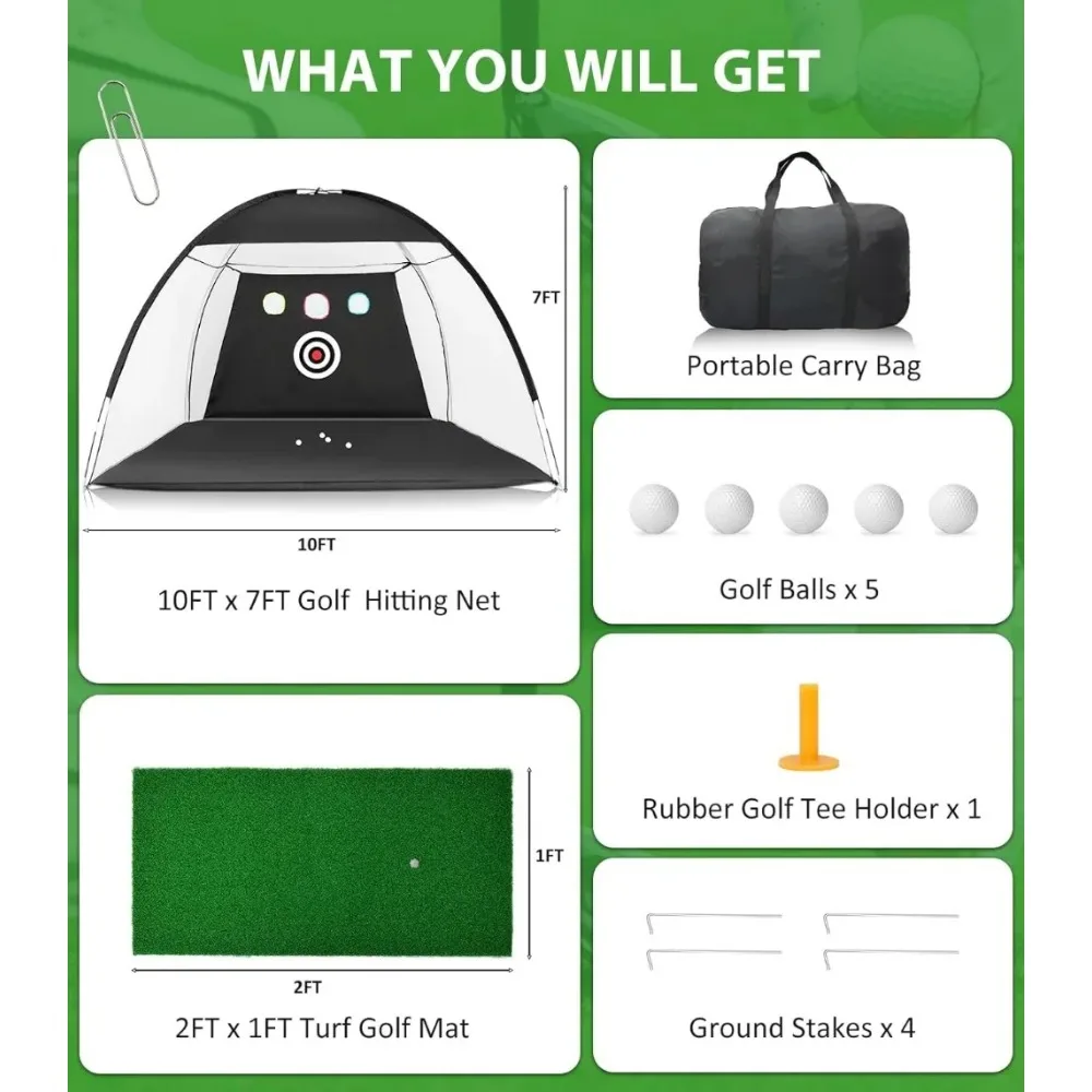 Golf prática redes para uso indoor e outdoor, 10x7ft