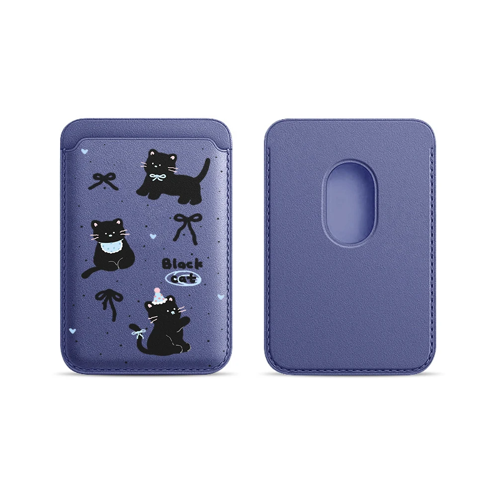 Niedliche schwarze Katzen-Leder-Kartenhülle mit Magnetverschluss, geeignet für alle iPhones, kompatibel mit MagSafe, Kartenhalter für die Rückseite des Telefons. – Detail 24