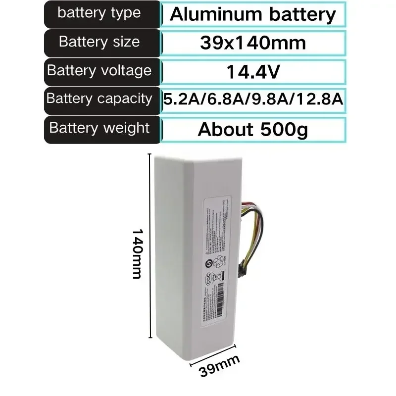 For Xiaomi Mi Jia 1C STYTJ01ZHM Battery 14.4V P1904-4S1P-MM vacuum cleaner backup suitable robot 12800mAh 9800mAh 6800mAh