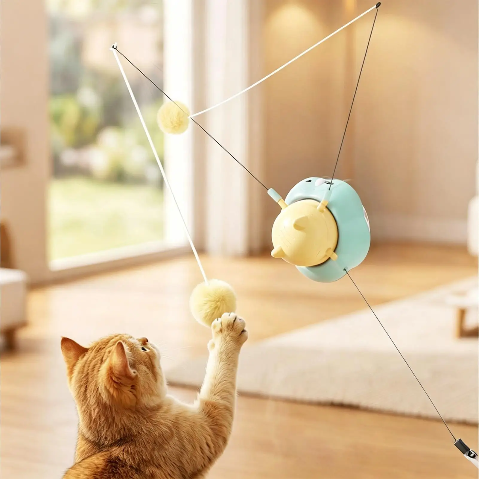 Interactive Cat Toy Teasing Wand Rotating Suction Cup Cute With Sensor Interactive Toys Indoor Cats For Indoor Kitten Play