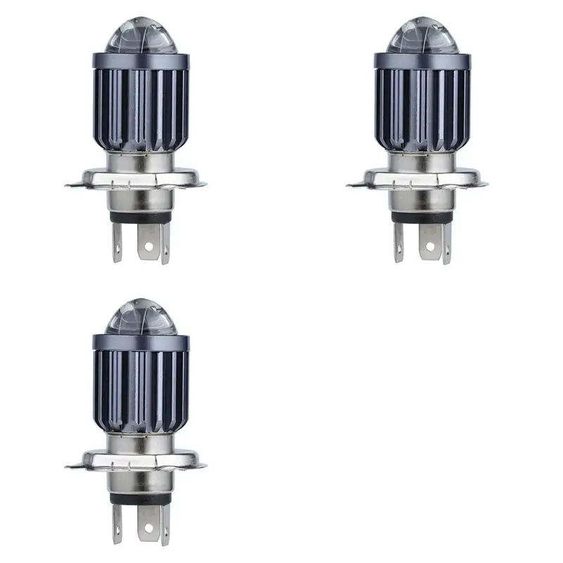 A03Z-3X H4 Motorcycle Mini LED Projector Headlight Bulbs Dual Colors White Yellow ATV Scooter E-Bikes Head Light Lamp