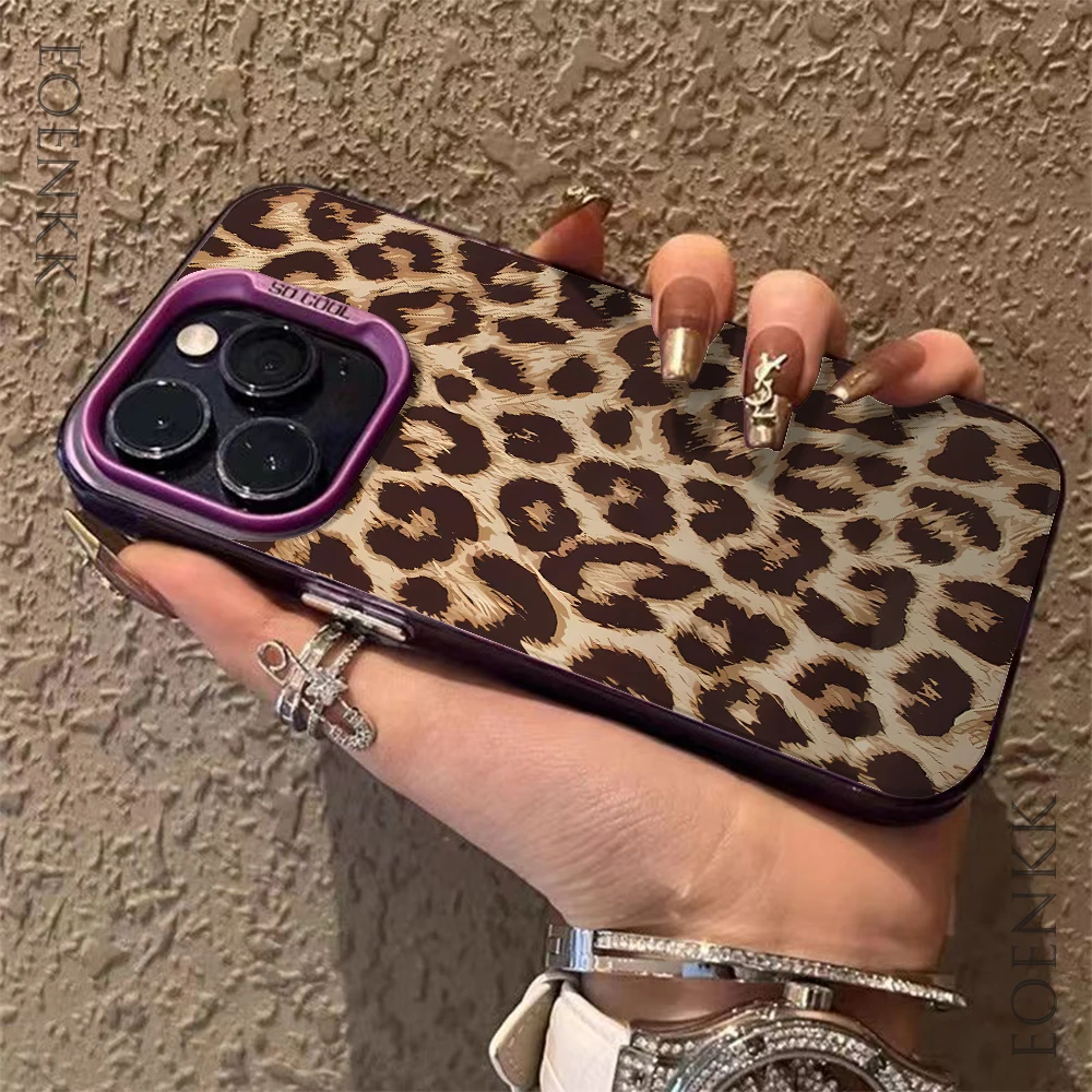 Brown Leopard Anti-drop Armour Phone Case For Samsung Galaxy S25 S24 S23 S22 S21 S20 Ultra Plus FE A25 35 A55 5G Hard Cover
