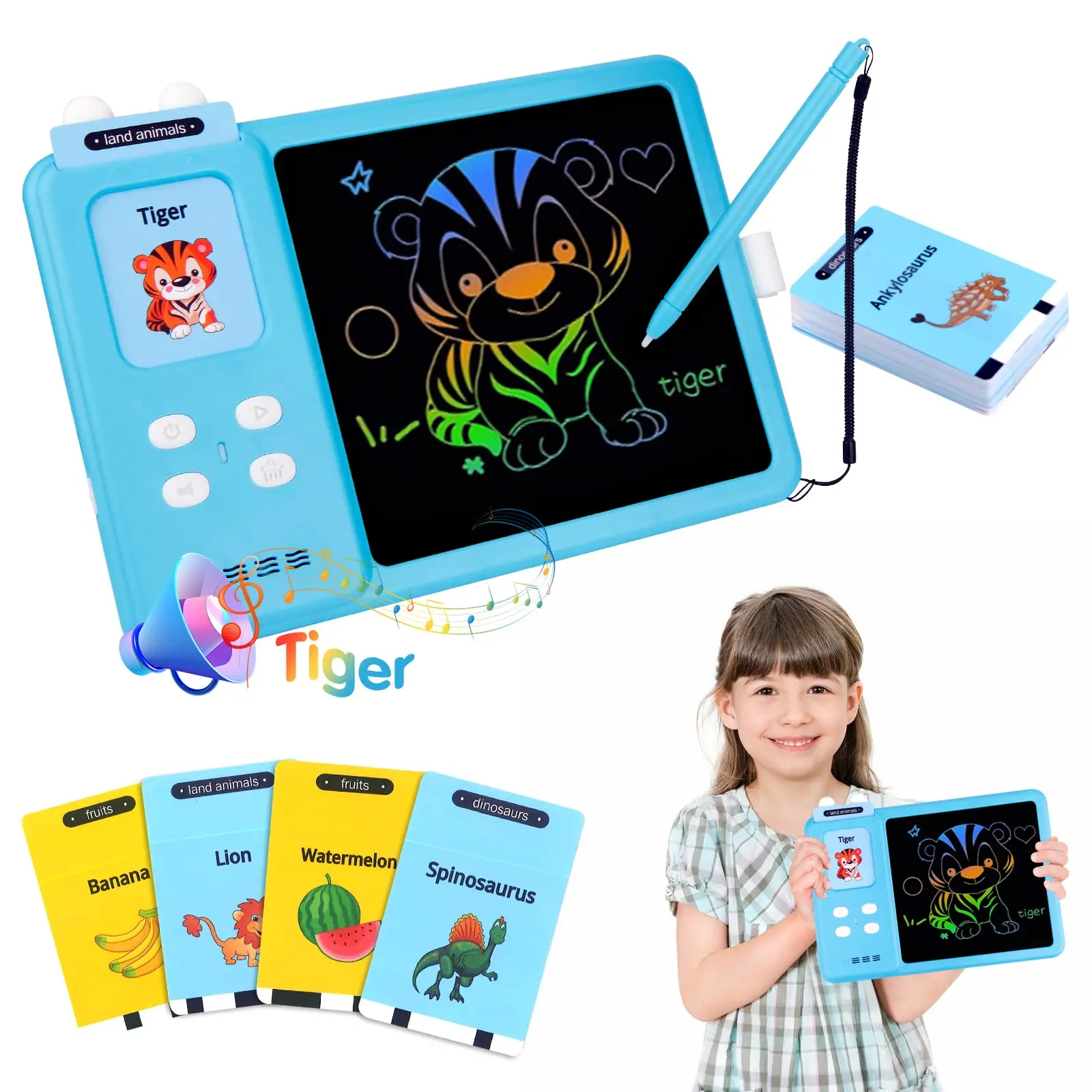 8 Inch 2In1 LCD Drawing Tablet For Children Painting Tools Kids Educational Learning Sight Words Toys Writing Board Autism Gifts