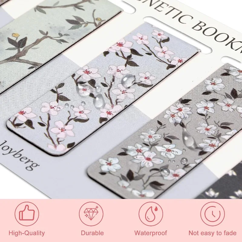15 Pieces Bookmarks, Magnetic Bookmarks for Women, Page Markers for Students Teachers Reading (Floral Style)