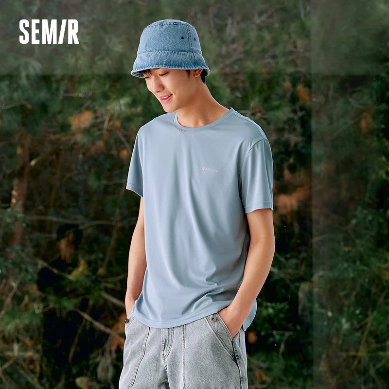 Semir Men Tshirt Moisture Wicking Sport Letter Print Crew Neck Antibacterial Knit 2026 Summer Soft Comfy Sport Top