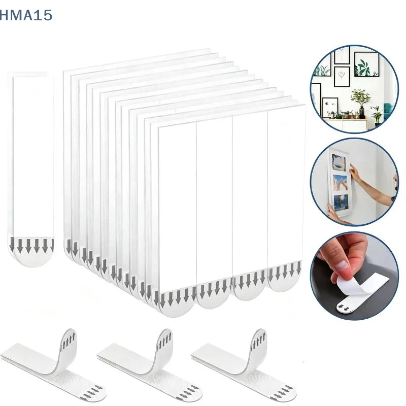 【YA】Self Adhesive No Drill Hanging Tape 12 Pairs Traceless Strips for Hanging Posters Picture Frames Wall Art
