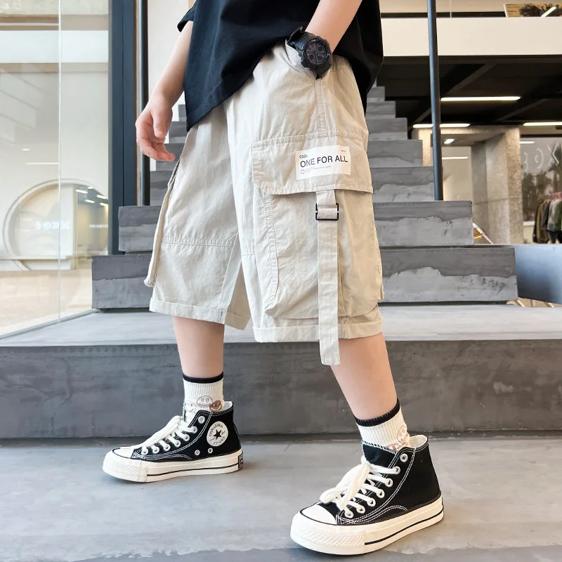 Boys Short Pants Children Clothes 2023 Summer New Classic Soft Cotton Casual Pockets Cargo Shorts Teen Jogger Fashion Clothing