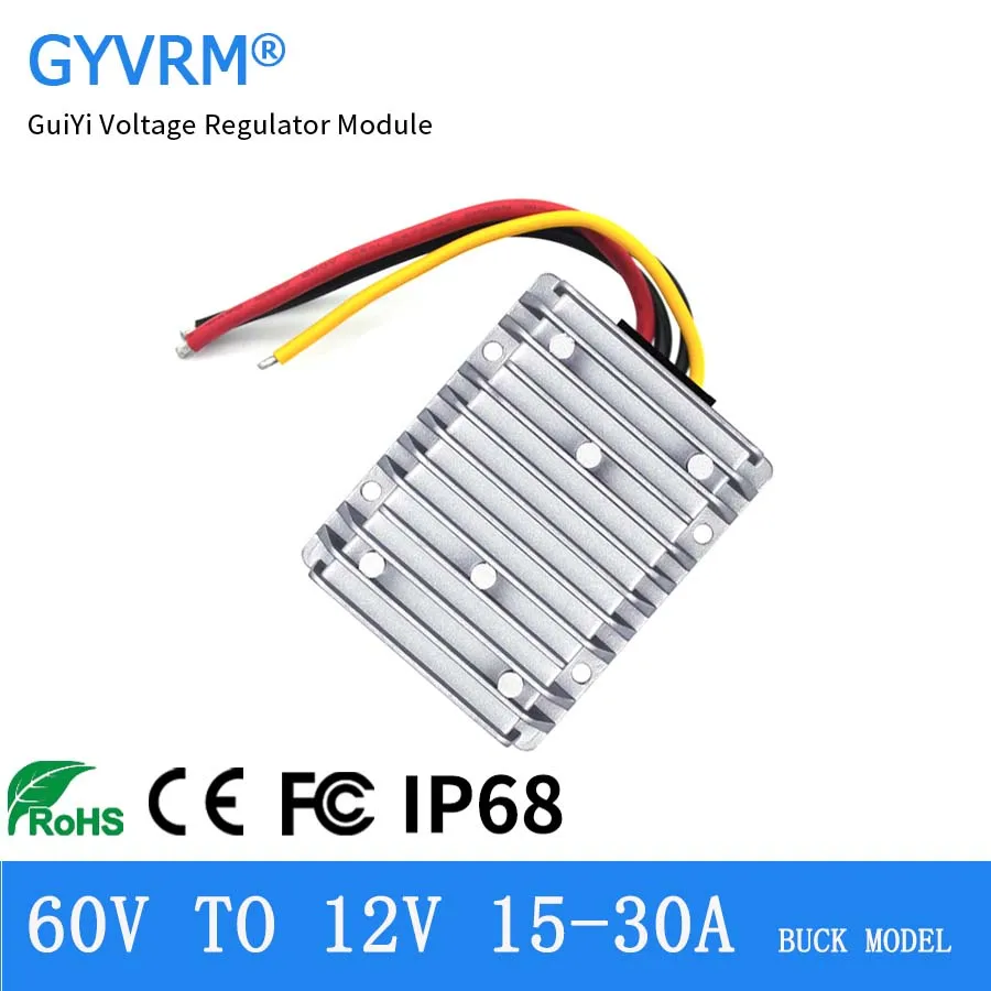 DC-DC Electric Vehicle Power Converter 60V to 12V 15A 20A 25A 30A DC Step-down Module Supports Wide Voltage Input 20-72V to 12V