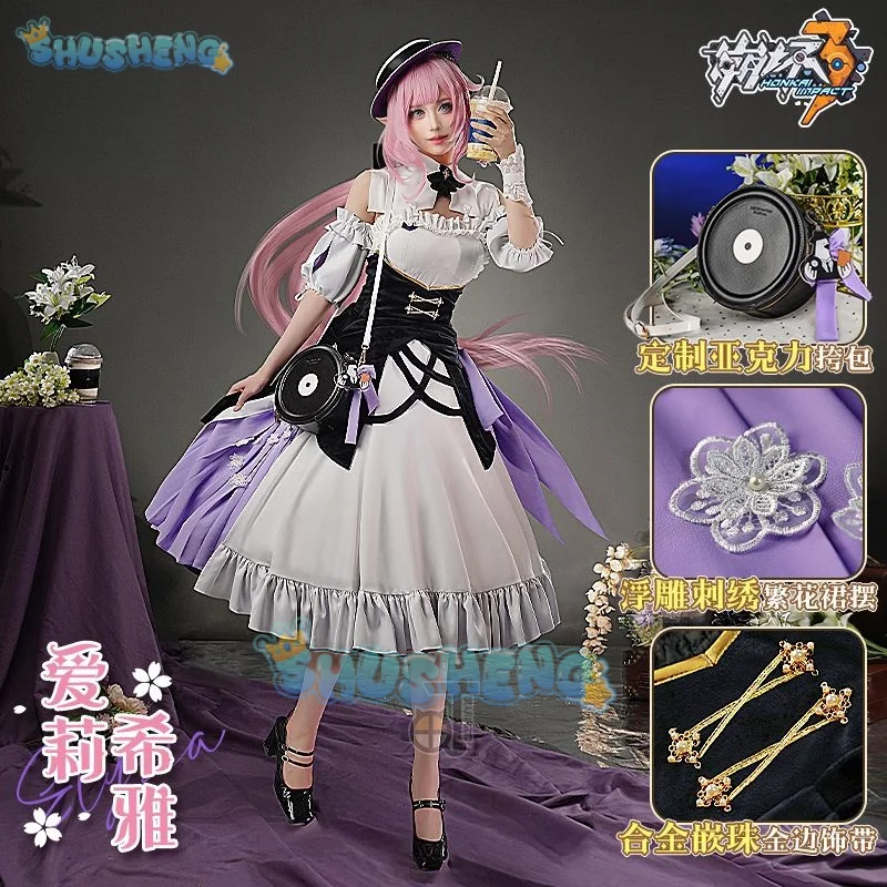 

Elysia cosplay costume honkai impact 3rd sweet memories DAL. Komm dress uniform Halloween party outfit Women Game suit New