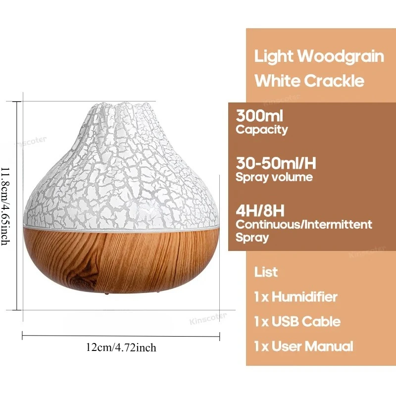 Volcano Air Humidifier with 7-Color Night Light - USB-Powered Desktop Mist Diffuser and Air Freshener