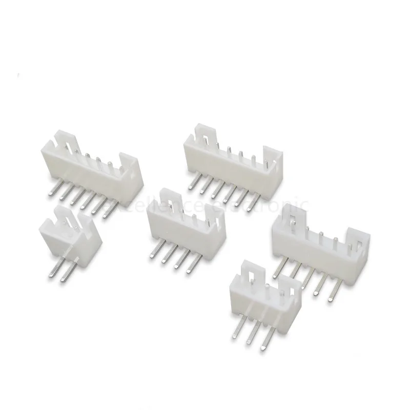 100 pcs of PH 2.0mm 2-10Pin Right-Angle JST Socket Male Connector White