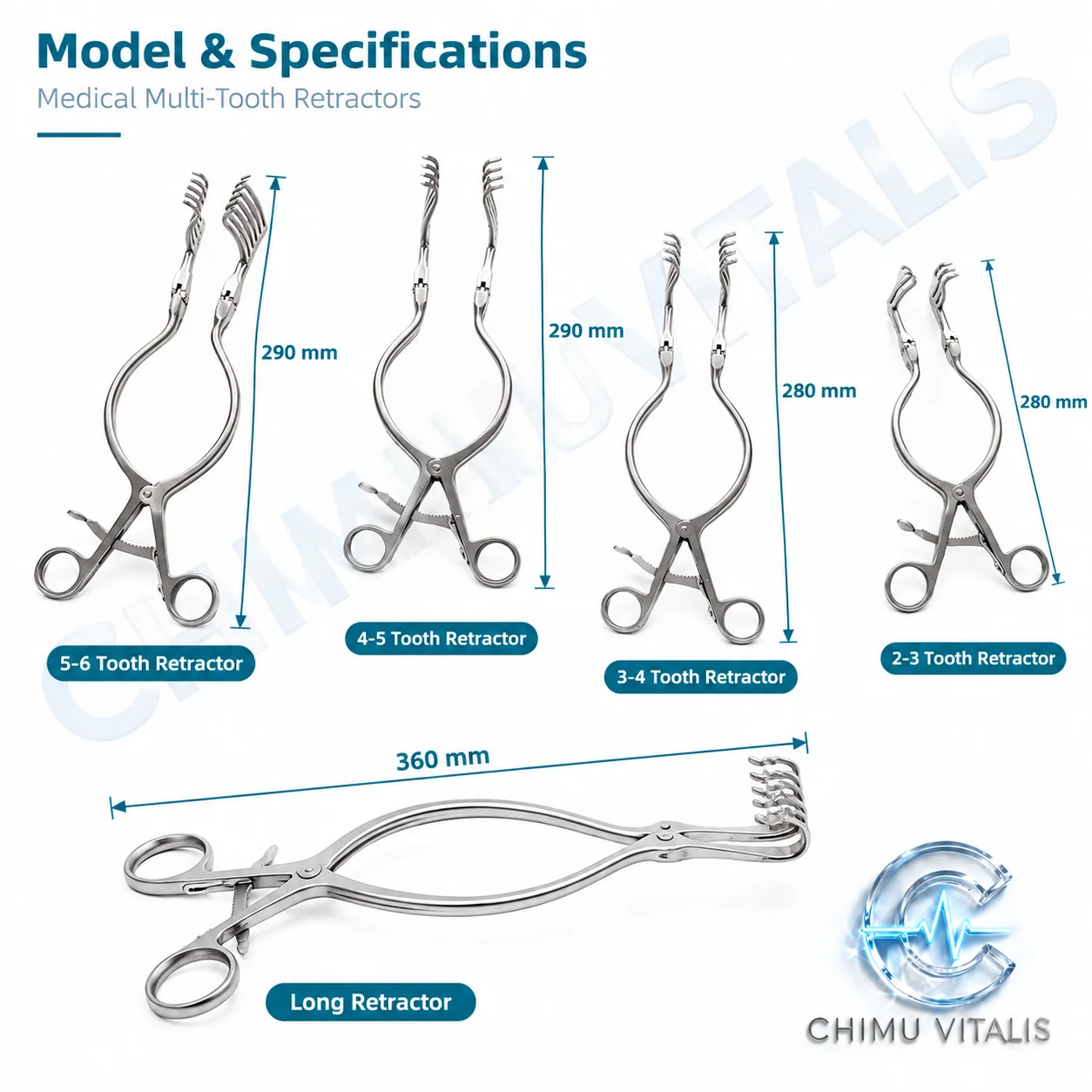 【CHIMU VITALIS】 Multi-Hook Mastoid Retractor Stainless Steel Muscle Tissue Spreader Instrument