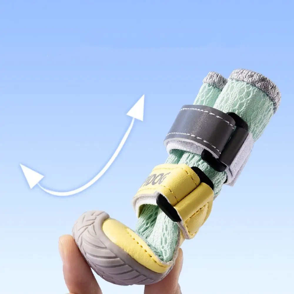 

Fashion Adjustable Dog Mesh Shoes Breathable Reflective Puppy Paws Protectors Wear Resistant High-Top Dog Foot Covers Summer