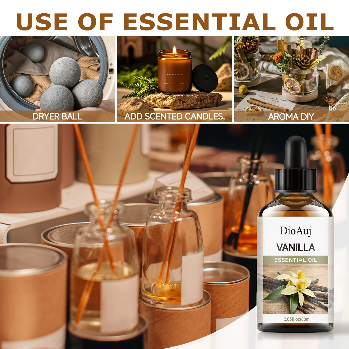 60ml Intense Vanilla Essential Oil Suitable for Hair Care And Car Aromatherapy