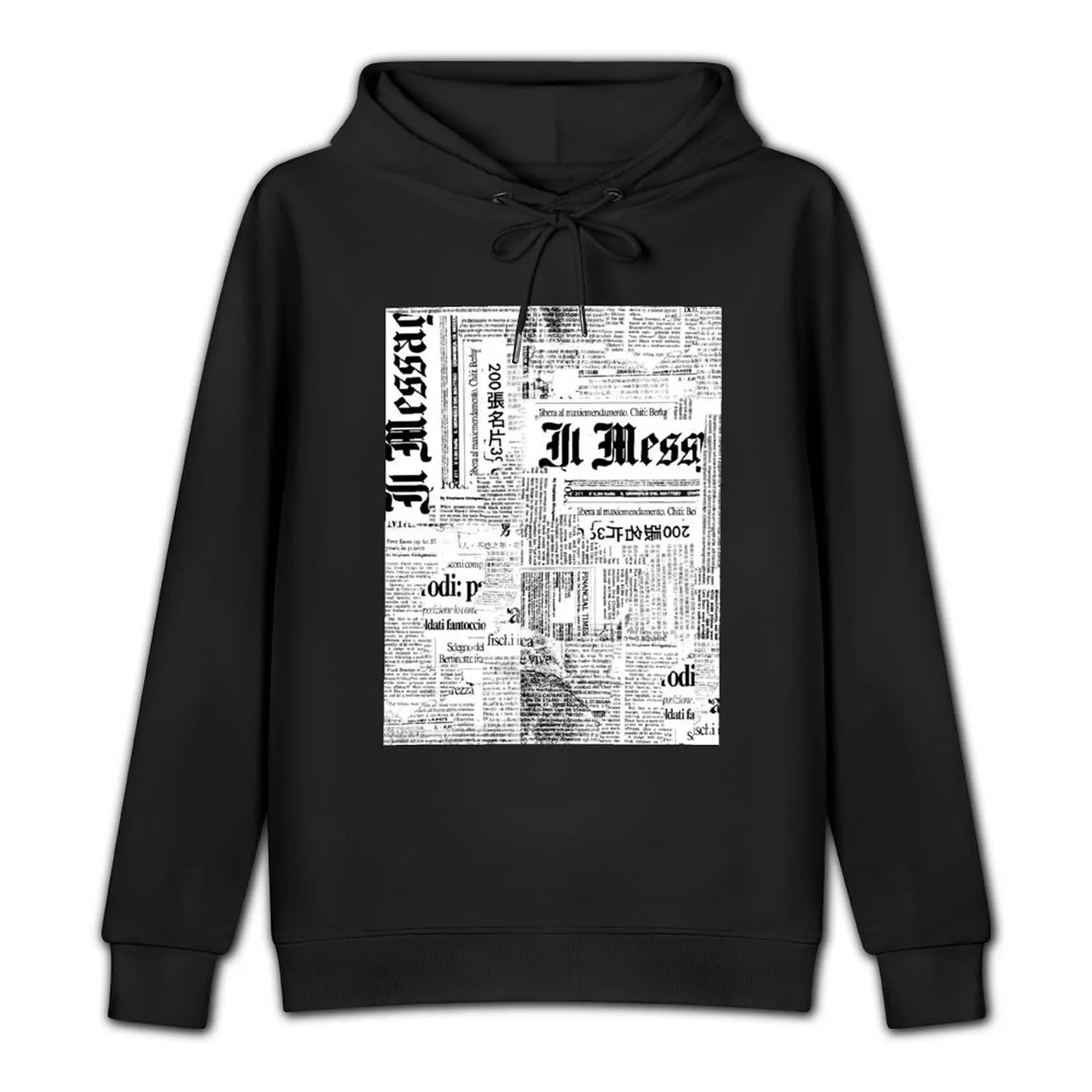 Black And White Collage Of Grunge Newspaper Fragments Pullover Hoodie clothes for men men's coat men's clothes hoodie man