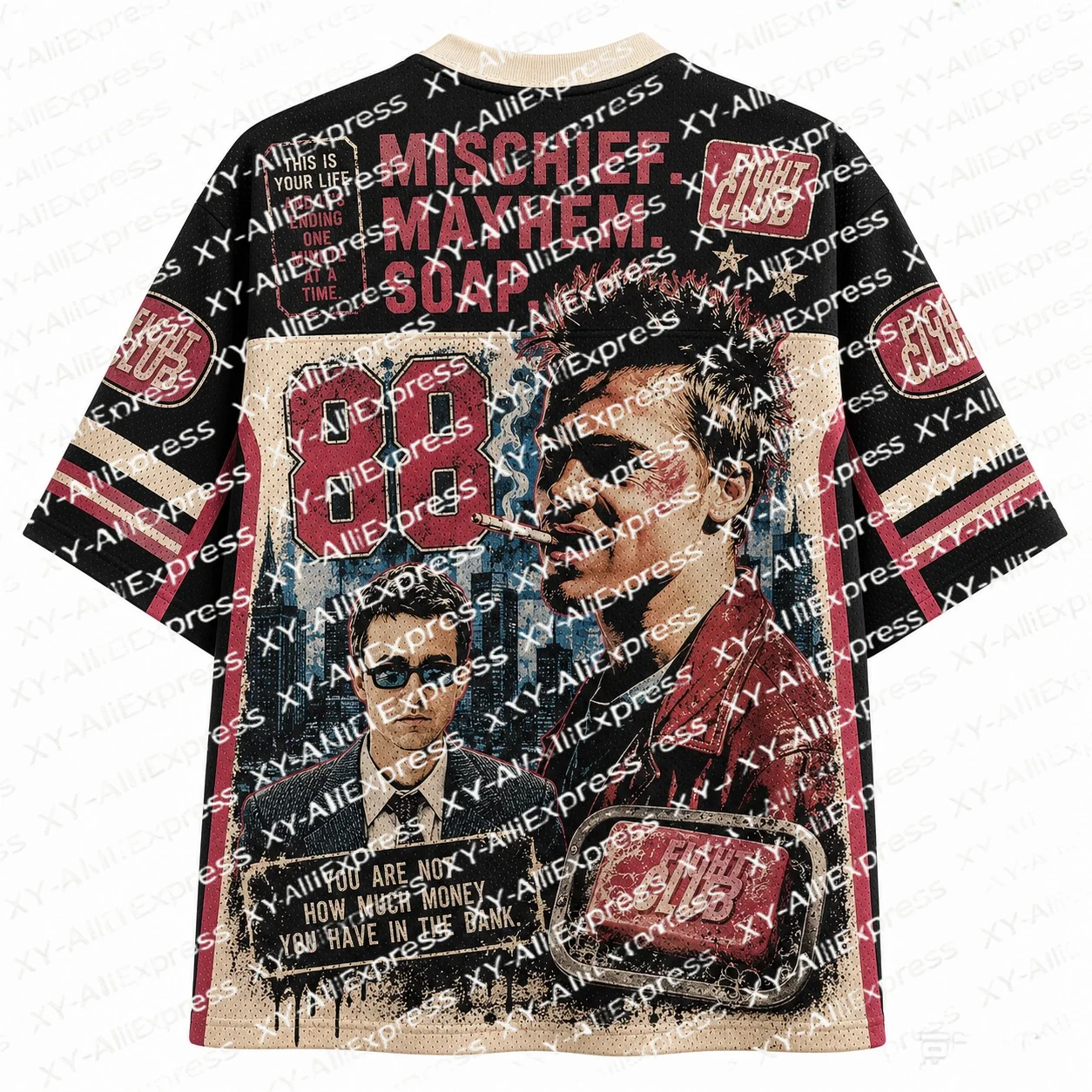 Vintage Art Jersey with Retro Portrait Graphic, Bold Edgy Style, Ideal Unique Gift for Fans of Old-school Street Print Art.