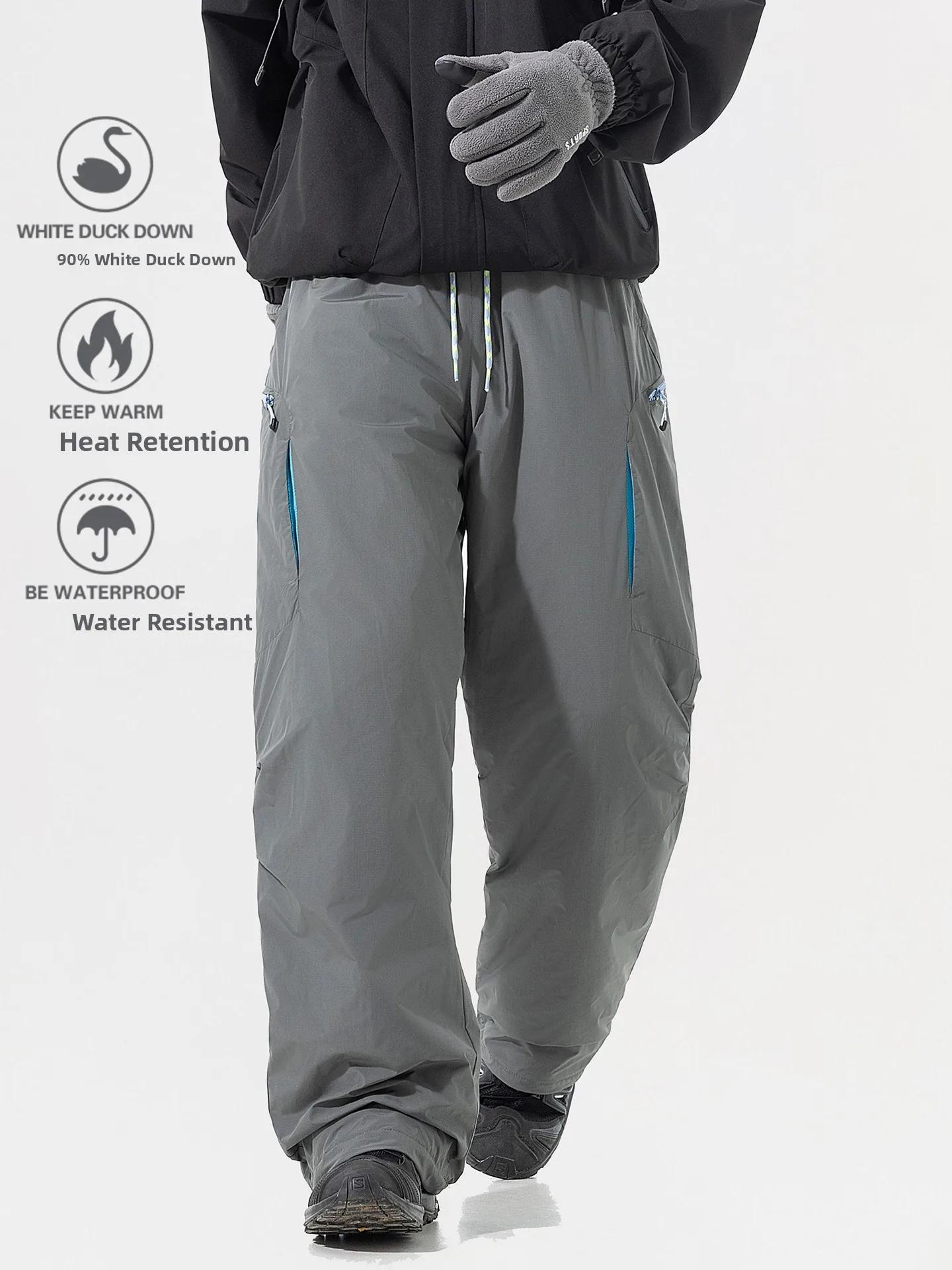 

Extreme Cold Resistant Thiened down Ski Pants Men's Outdoor Windproof Waterproof Workwear Tee-Proof Winter Outdoor Trousers