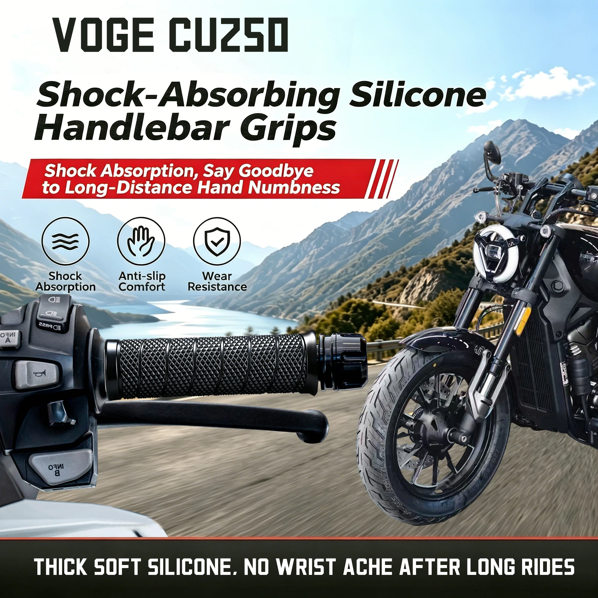 Suitable For VOGE Cu250 Motorcycle Riding, These Thickened Handlebar Gloves Are Highly Resistant To Slipping, Wear, And Provide