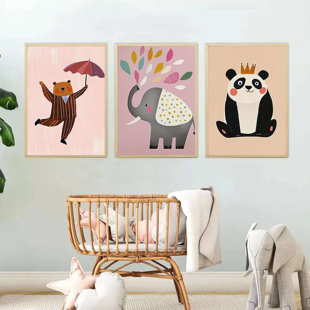 

Minimalist Animal Art Diamond Prints Modern Cute Rabbit, Cat, Lion, and Fruit Theme Poster Children's Room Living Room Home