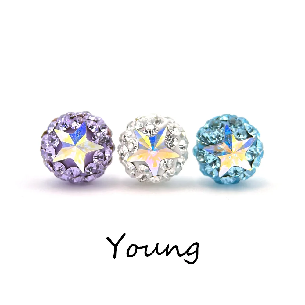 كرة خماسية ملونة لامعة للغاية مرصعة بعظم الأذن الطبية القابلة للزرع ، مجوهرات ثقب ، F136 التيتانيوم G23 #1