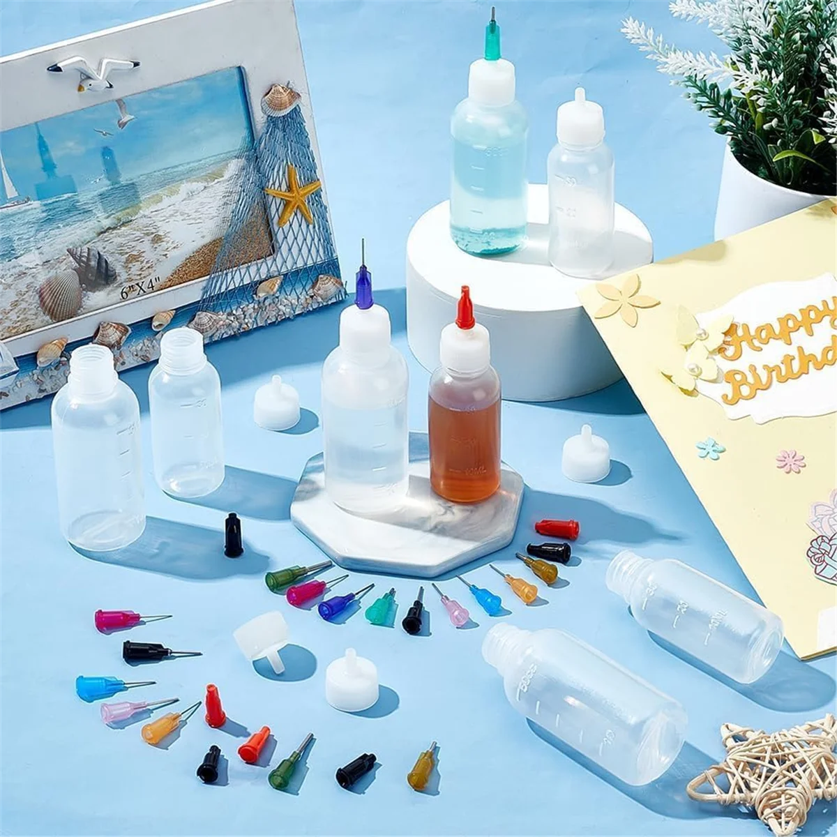 ABXHH 8 шт. бутылки с аппликатором для прецизионных наконечников «сделай сам», бутылки с клеем с наконечником иглы 1/1,7 унции с 8 крышками и 18 наконечниками для квиллинга своими руками