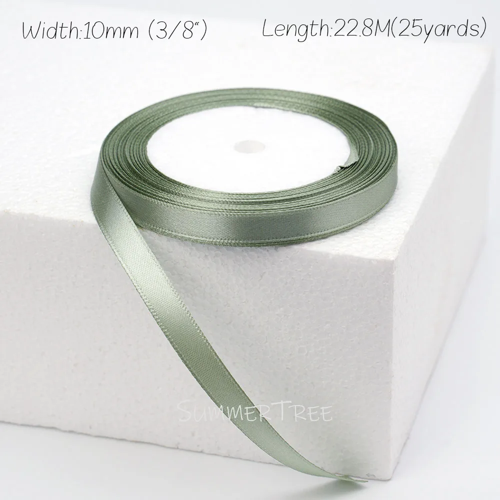 Salbeigrünes Satinband 22,8M 25 Yards Weiches Glänzendes Stoffband für Geschenkverpackungen Hochzeitssträuße DIY-Basteleien Heim- und Partydekoration – Detail 9