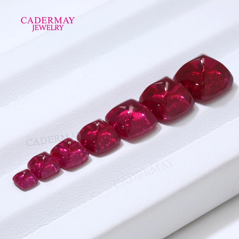 Synthetic Red Ruby Sugar Tower Shape Lab Grown Ruby Gemstones With Inclusions Beads Making Jewelry Certificate