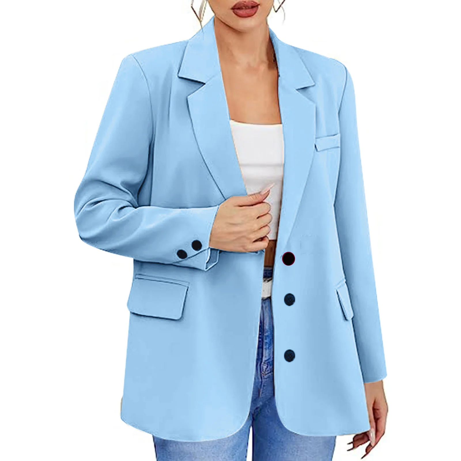 2024 Autumn and Winter Simple Long Sleeve Solid Color Single-Breasted Suit Jacket Women's Clothing Пиджак Женский Blazer Women