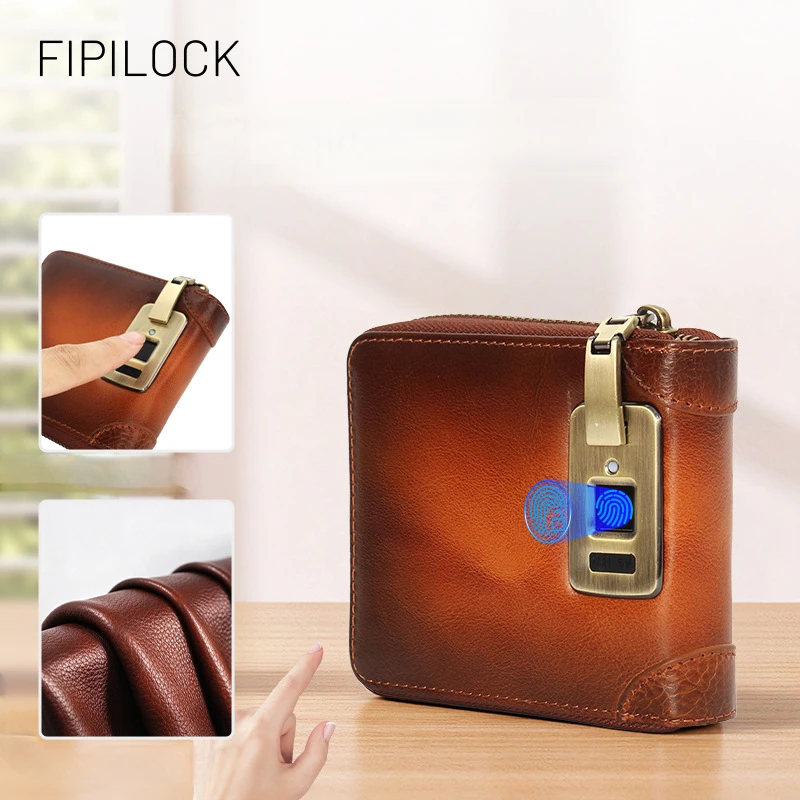 Men's Genuine Leather Wallet with , Business Short Multi-Card Slot Large Capacity Anti-Theft Card Holder