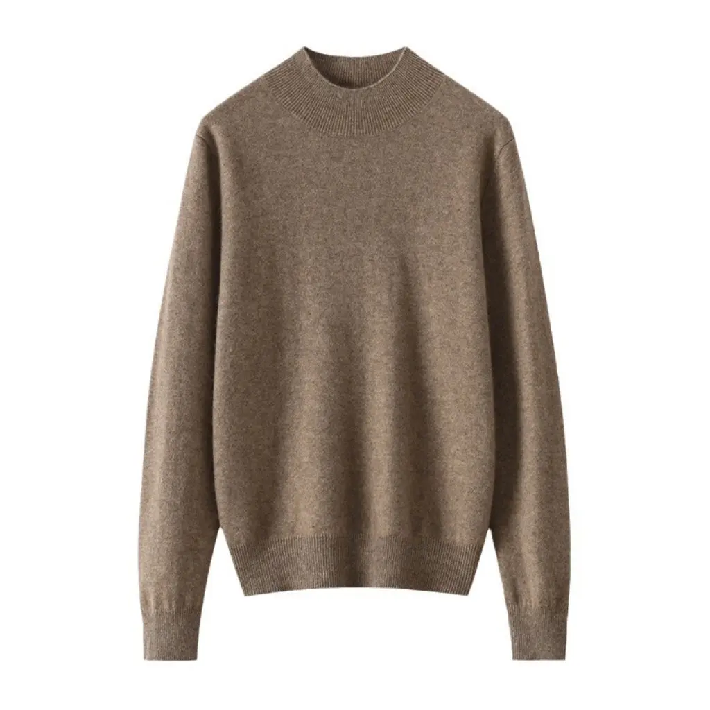 

Women's Regular Fit Mock Collar Cashmere Sweater Long Sleeve Solid Color Knitted Pullover for Autumn Winter Base Layer