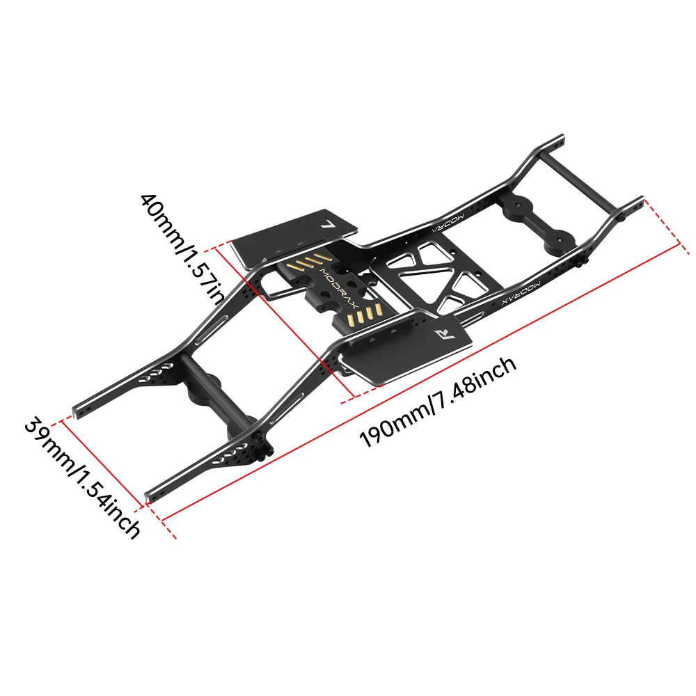 ModRax Alum LCG Chassis & Brass Skid Plate, 12° Angled for SCX24 Gladiator