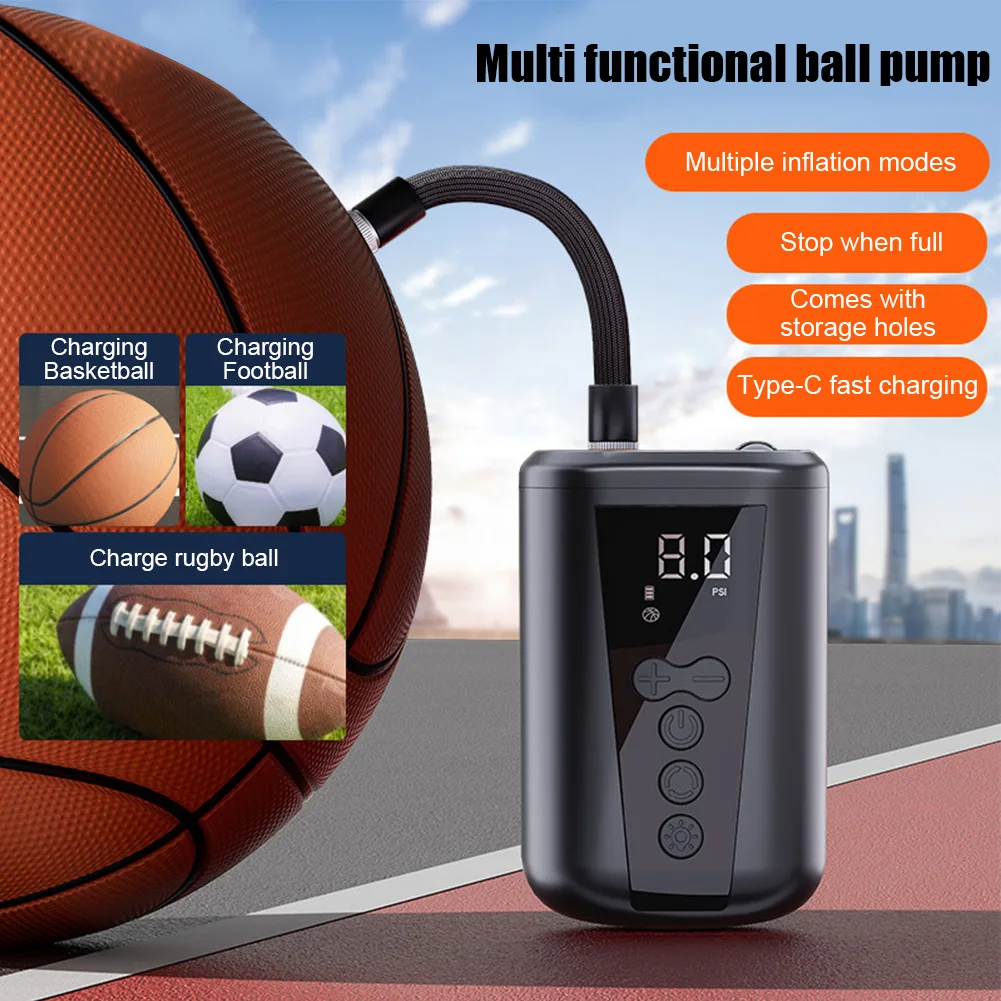 

Electric Ball Air Pump with Digital Precise Pressure Gauge LED Lights Rechargeable Fast Inflation for Volleyball Basketball