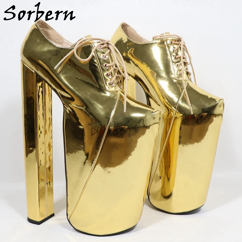 Sorbern Sexy Chunky Heeled Thick Platforms Ankle Boots For Women Fetish Shoes Display Show Boots Unisex 20-30cm High Heels