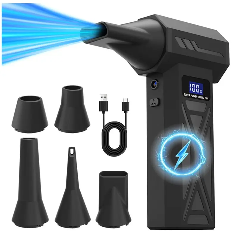 

A60zturbo Jet Cordless Portable Air Blower 4-Gear Adjustment LED Lighting Compressed Air Duster Battery Displaymay