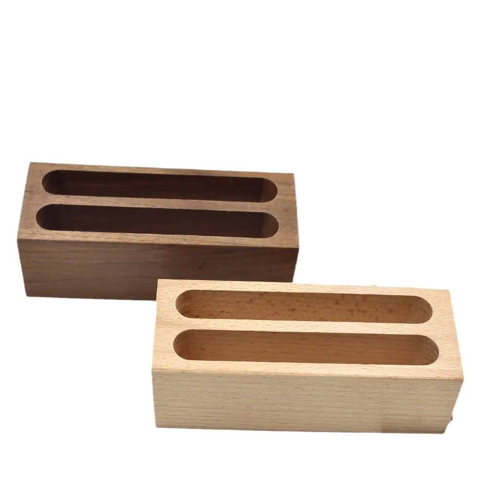 Solid Wood Desktop Business Card Display Stand Memo Holder Storage Box Beech Wood Card Organizer For Office