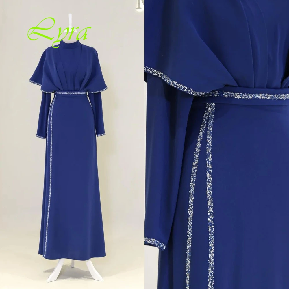 Customized Exquisite Crew Neck Cap Sleeve Long Sleeves Evening Dress High Quality Jersey Sequined Prom Dresses For Woman