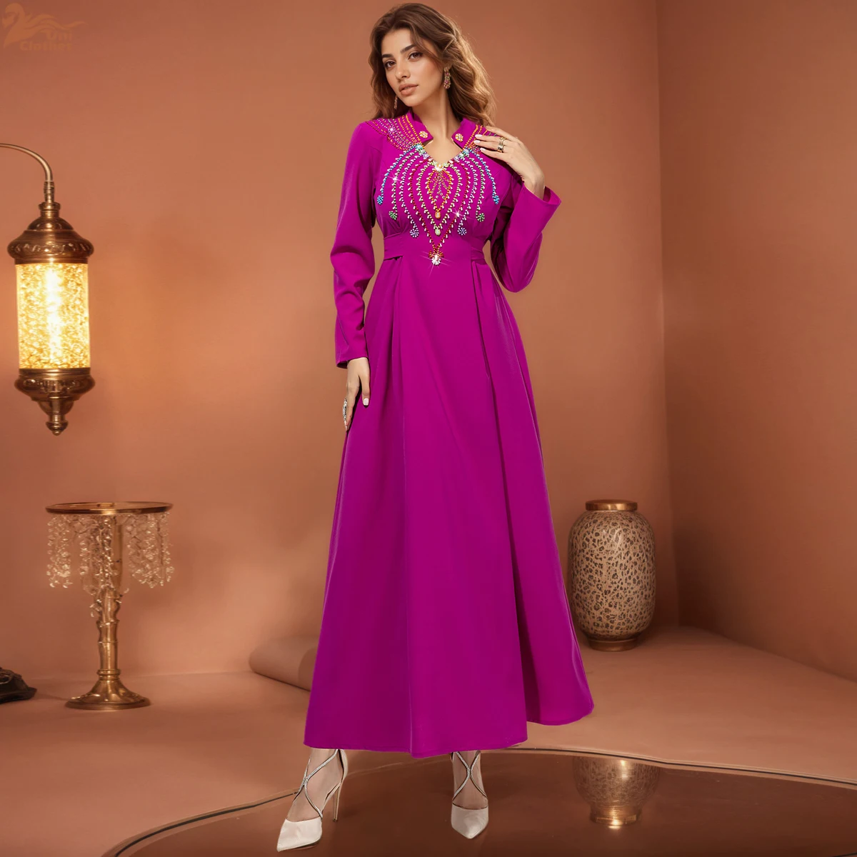 

Новое роскошное арабское платье Абая с бисером, кафтан, однотонное мусульманское элегантное женское вечернее платье 2025