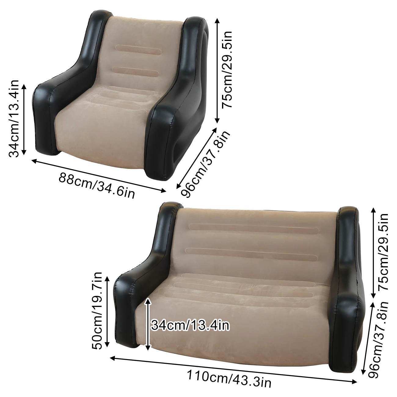 1PC Inflatable Sofa, Outdoor Air Couch for Camping, Double Size Inflatable Lounger, Air Mattress, Portable Sofa, Leisure Chair image 6