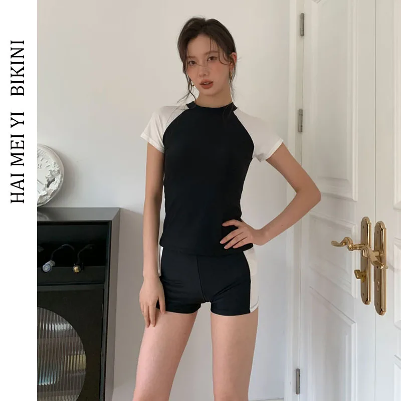 

Новый женский спортивный консервативный купальник-бикини с закрытыми плечами для термальных источников, корректирующий фигуру, скрывающий живот