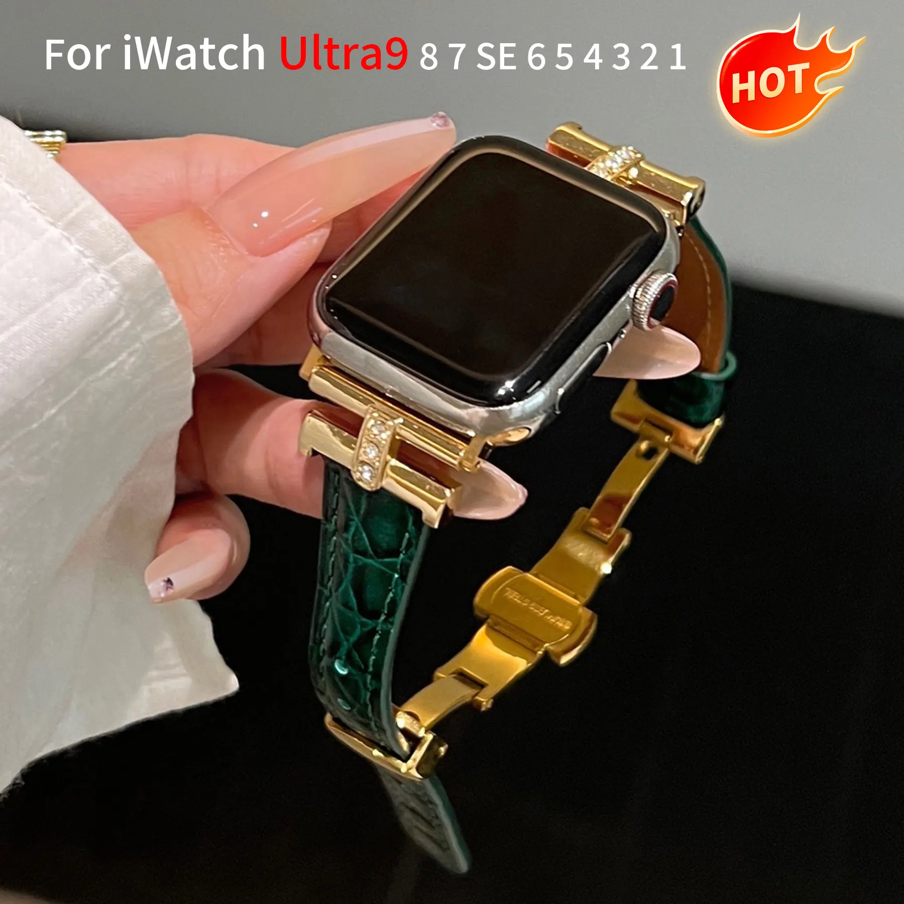 Luxury strap for Apple Watch Ultra 49mm strap 42mm 44mm 38mm 46mm S10 40mm model metal diamond strap for Iwatch 789se38mm