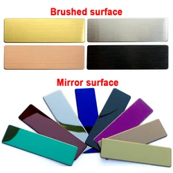 10pcs 70x20mm Laser Engraving Name Badge Holder Round Corner Gold Color Stainless Steel Badge Blank Material 60x20mm 70x25mm