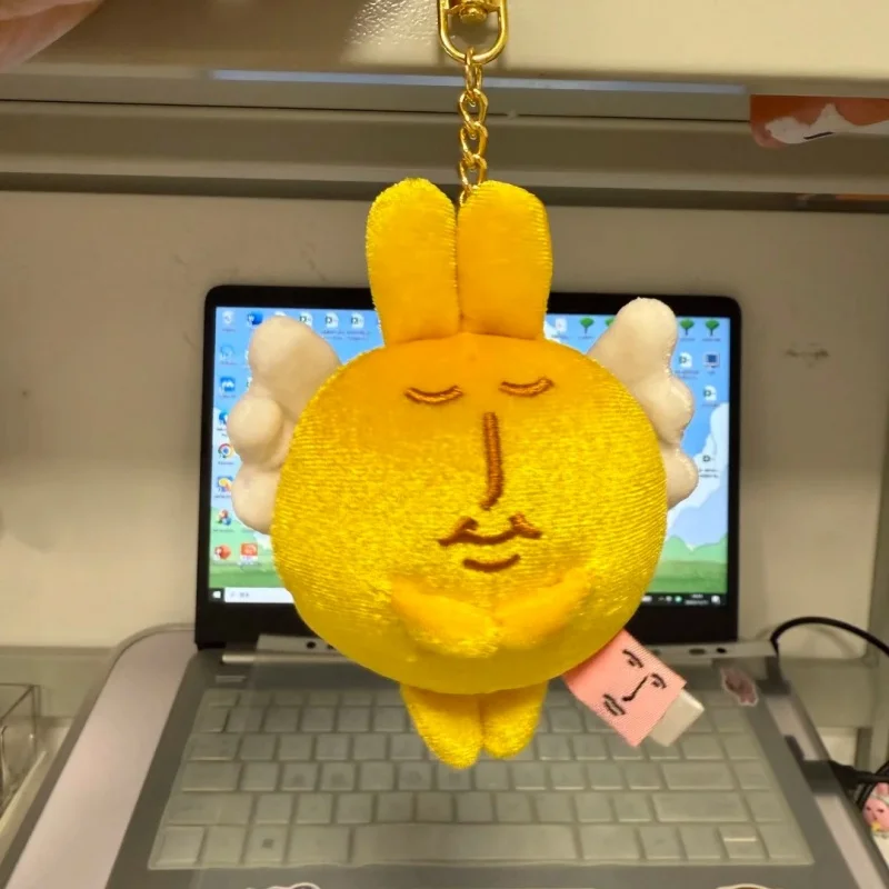 Instock coelho rosa chaveiro de pelúcia kawaii rosto engraçado vinil brinquedo de pelúcia anime figura boneca bonito pingente saco para meninas crianças