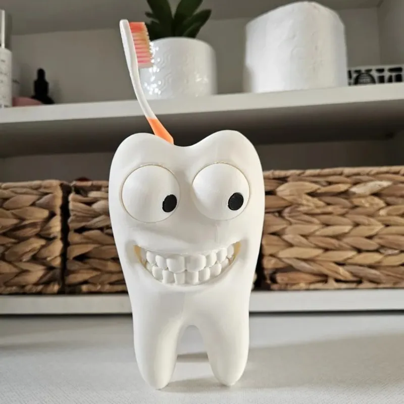 Creative Smiling Tooth Storage Holder 3D Printed Dental Theme Toothbrush Stationery Rack Dentist Decor Gift
