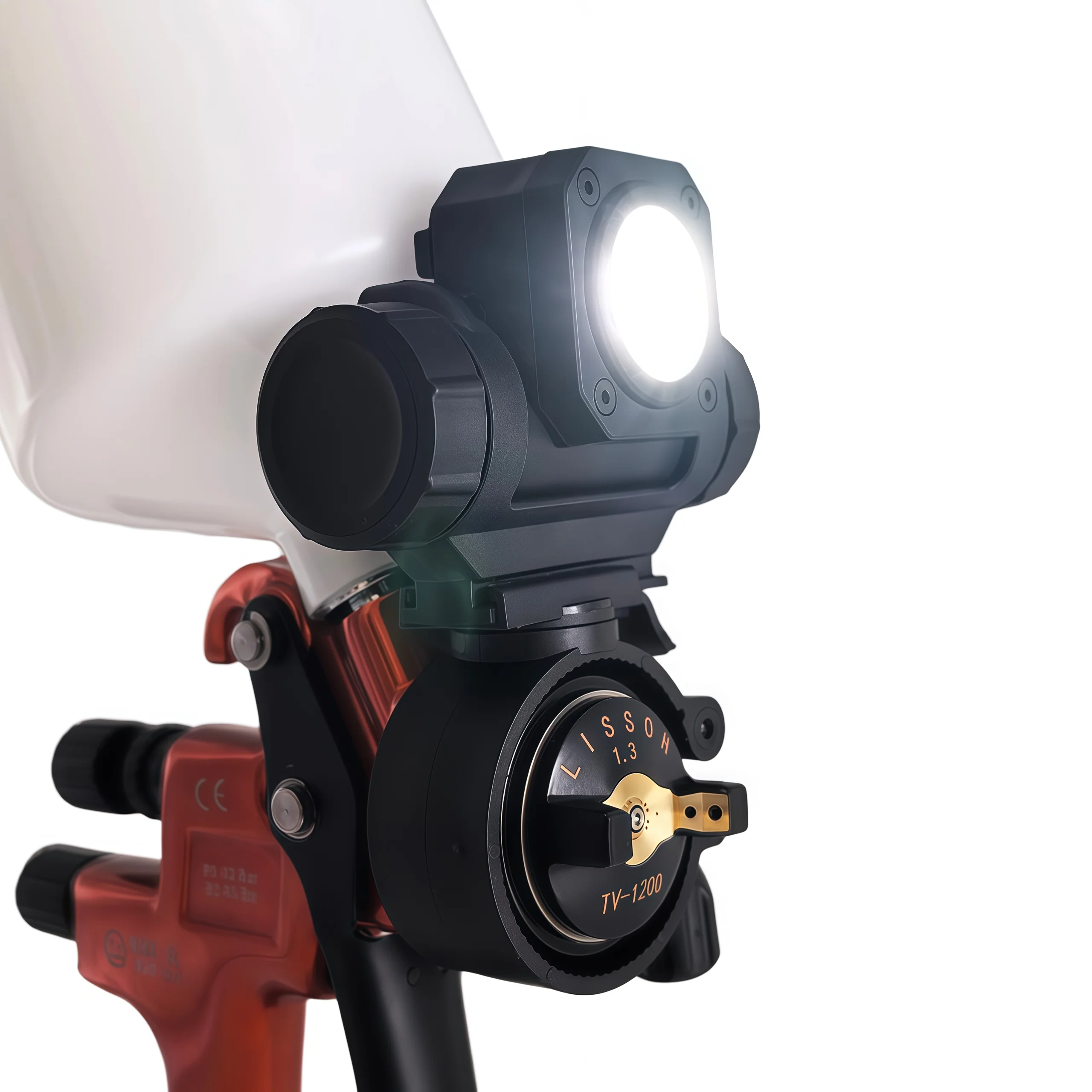 

Long-Lasting 4.5–7H Rechargeable Spray Gun Light – Fits 2.8–4.2cm Nozzles with Storage Bag IPX4 Waterproof for Auto Painting