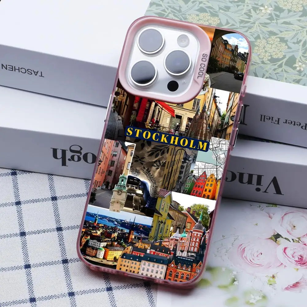 Funda para teléfono móvil con bandera de Suecia para iPhone 17 16 15 14 13 12 11 X XR XS 8 7 Pro Max Plus, funda rosa translúcida de lujo